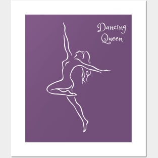 Dancing queen line art. Dancing girl minimalist design. Posters and Art